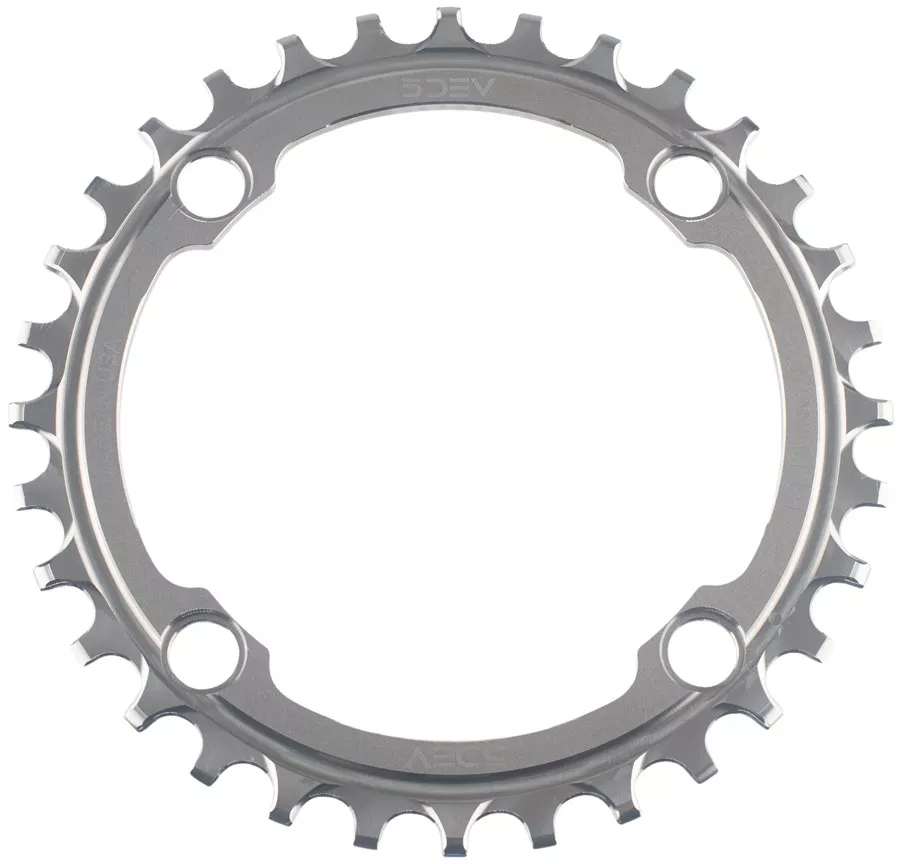5Dev 104 BCD Titanium Chainrings - Raw/Silver