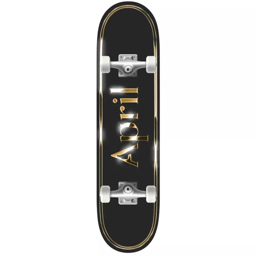 April OG Logo Golden Black 8.0 - Skateboard Complete