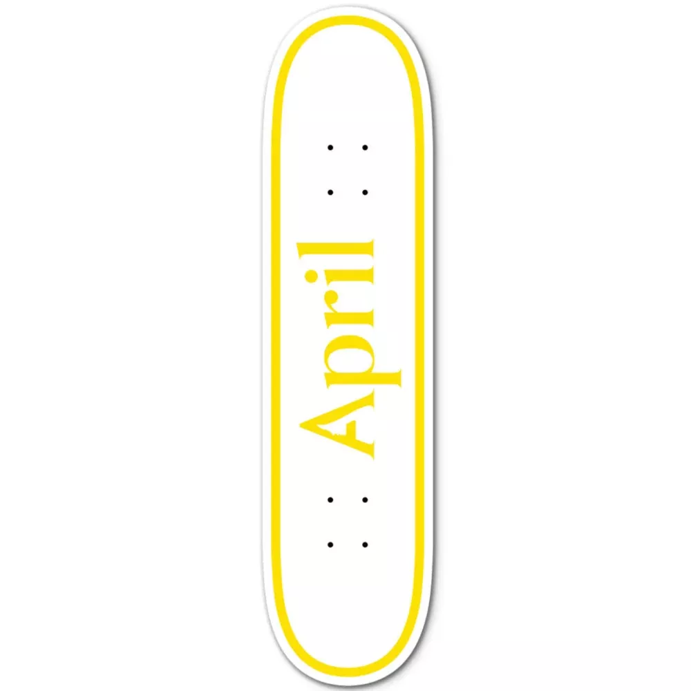 April Twin OG Logo Yellow White 8.5 - Skateboard Deck