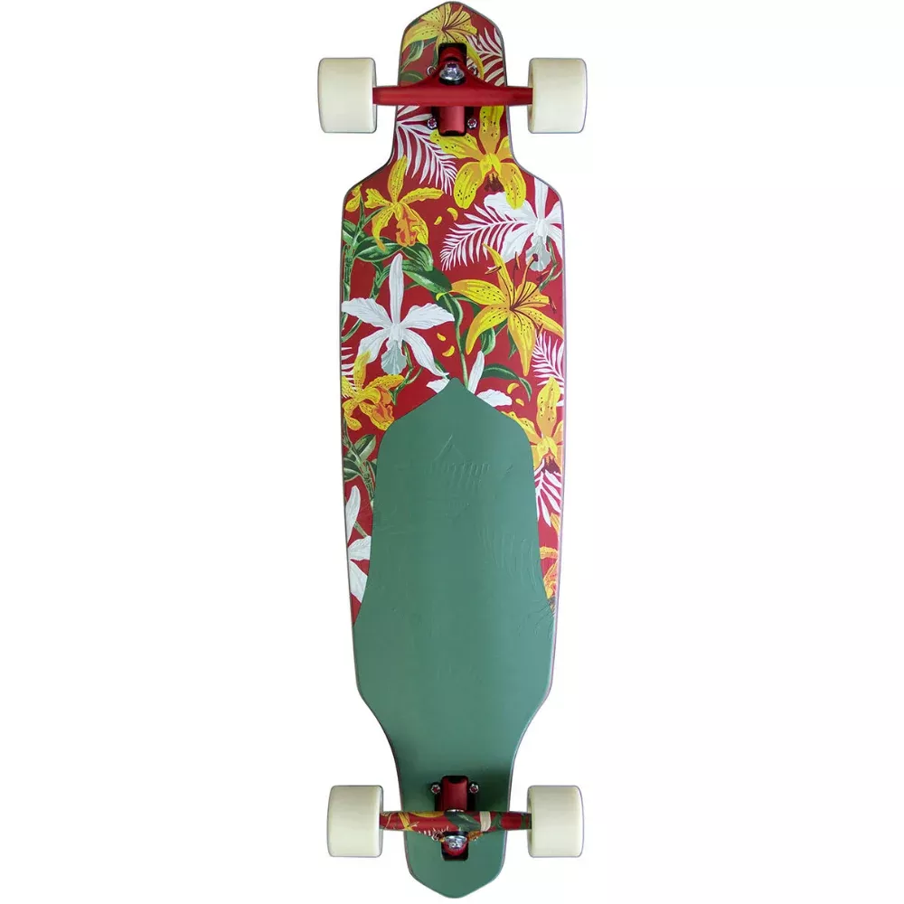 Dusters Channel Floret Red Green 38" - Longboard Complete