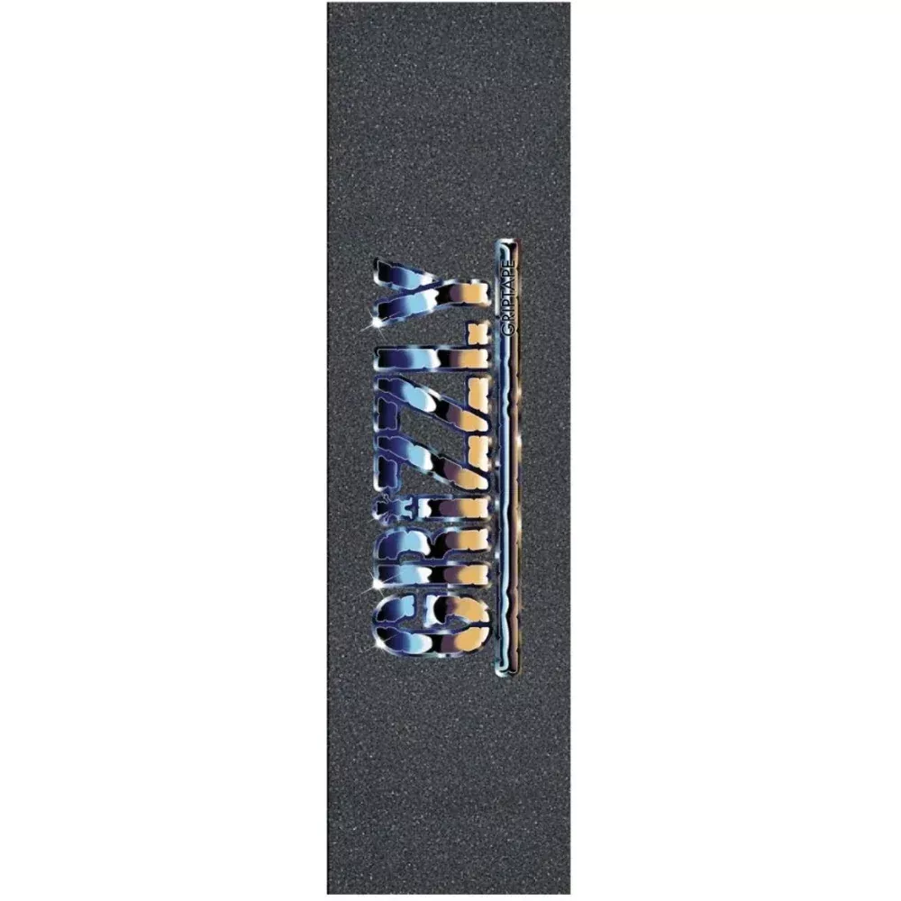 Grizzly Sittin On Chrome Skateboard Griptape