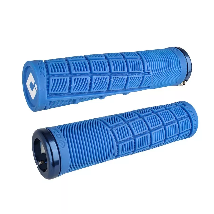 ODI Reflex V2.1 Grips - White/Blue Lock-On