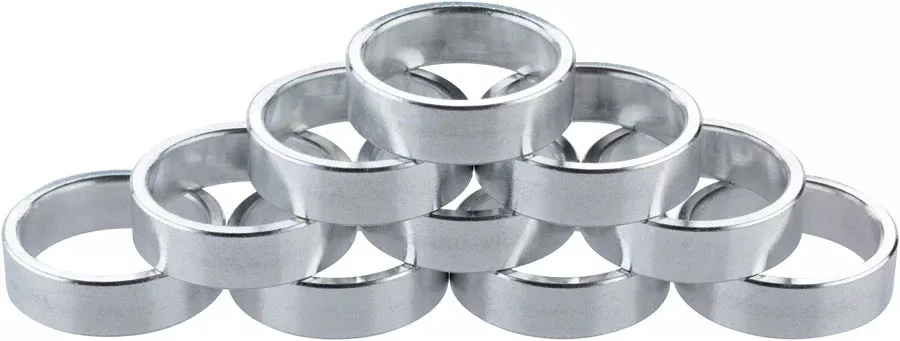 Problem Solvers Headset Stack Spacer - 28.6 10mm Aluminum Silver Bag of 10