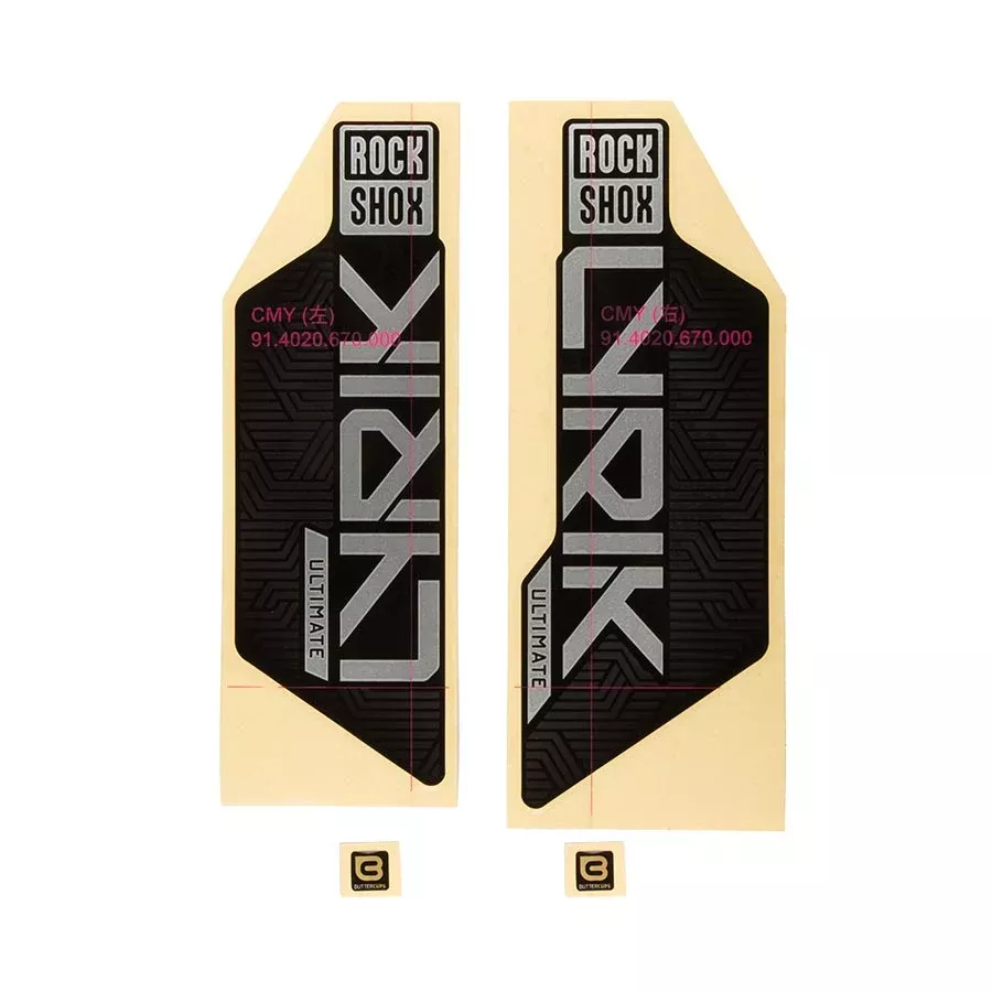 RockShox Fork Decal Kit - Lyrik Ultimate Flight Attendant 27.5"/29" Matte Silver Foil For Gloss BLK 2023+