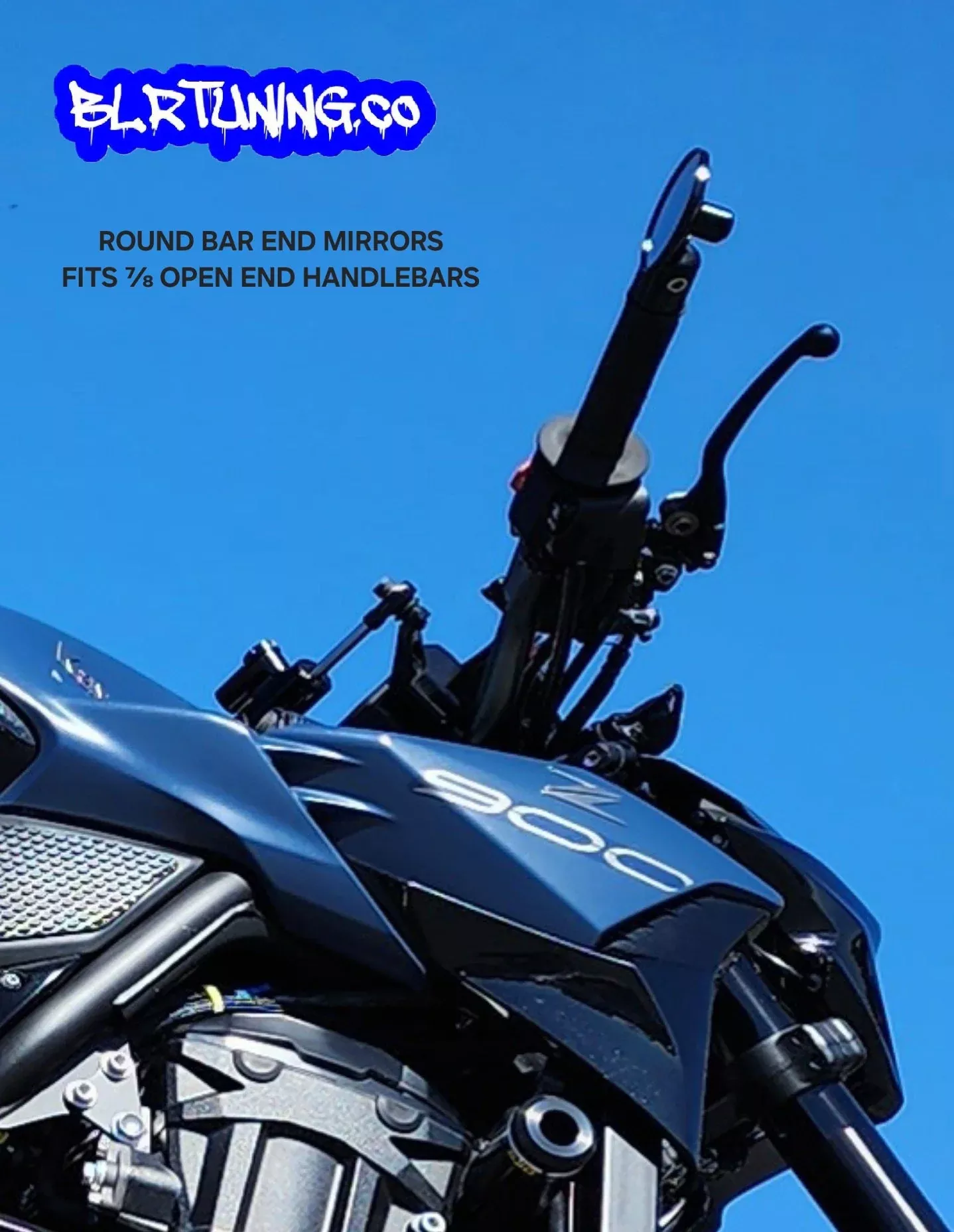 ROUND BAR END MIRRORS SOLID MOUNT NON FOLDING UNIVERSAL FIT FOR 7/8 OPEN END MOTORCYCLE HANDLEBARS