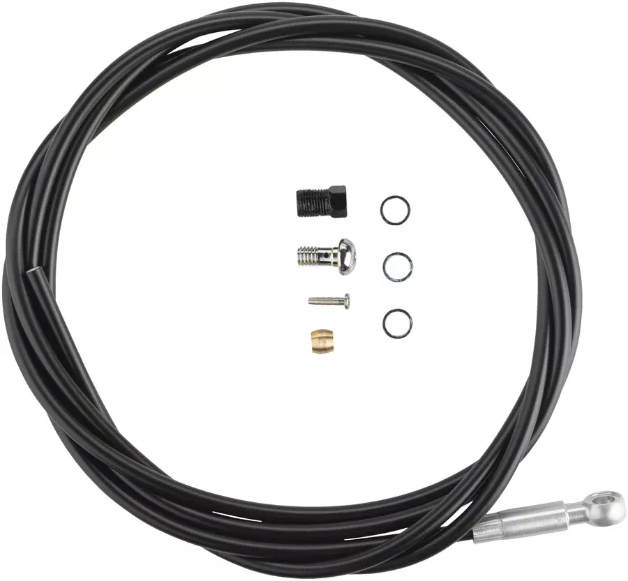 Shimano SM-BH90-SBLS High Pressure Disc Brake Hose Kit - Long Silver Banjo Caliper Connector 2000mm BLK