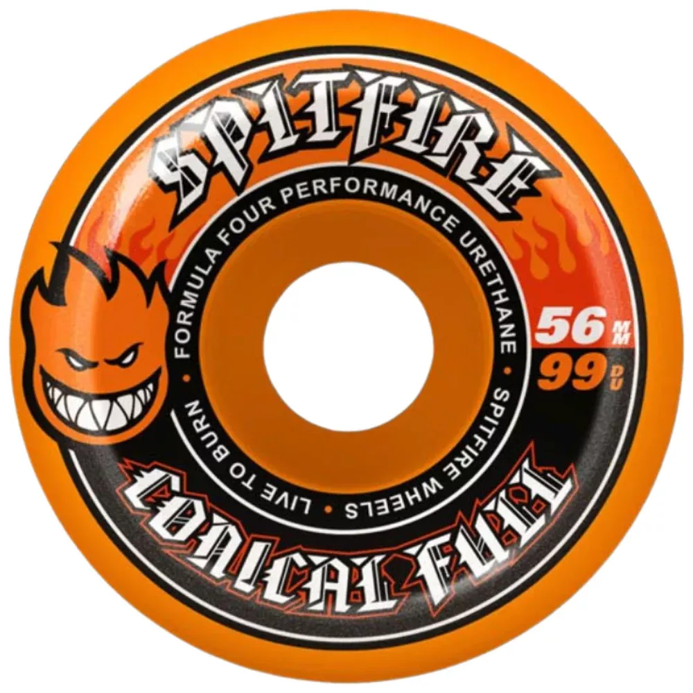 Spitfire Formula Four Conical Full Color Pack Orange 99D 56mm - Skateboard Wheels
