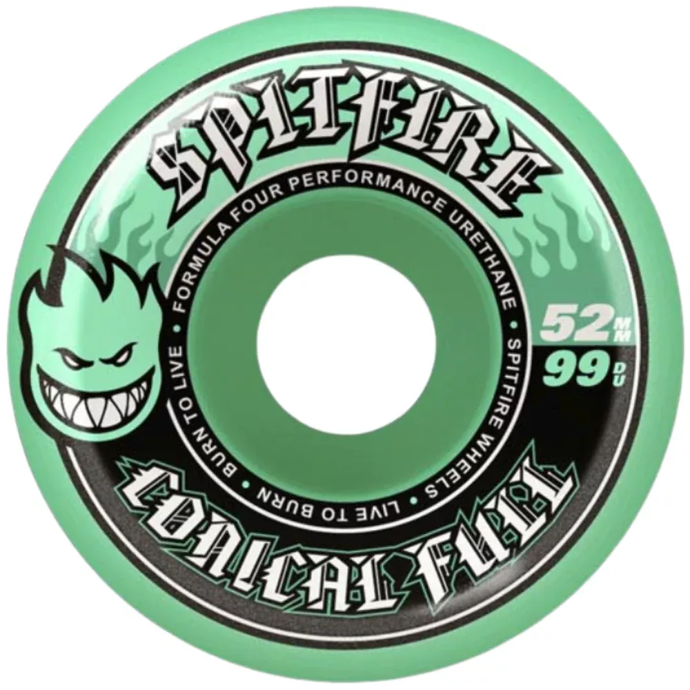 Spitfire Formula Four Conical Full Color Pack Teal 99D 52mm - Skateboard Wheels