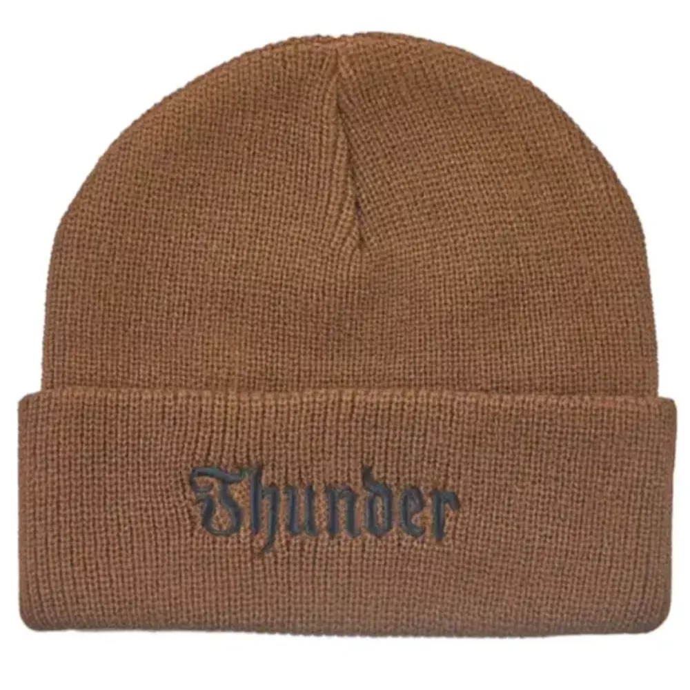 Thunder Script Brown Cuff Beanie