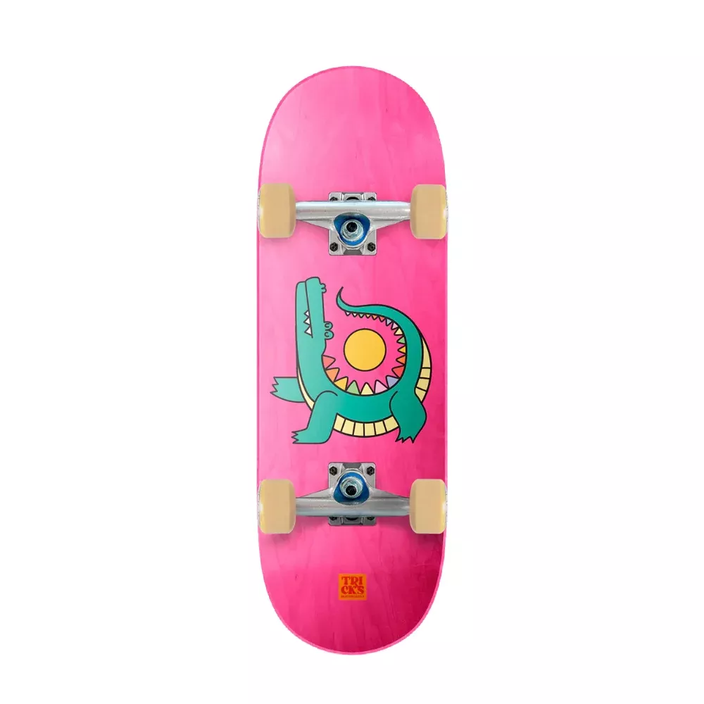 Tricks Crocodile Mini Cork 7.87" Youth Skateboard Complete Pink
