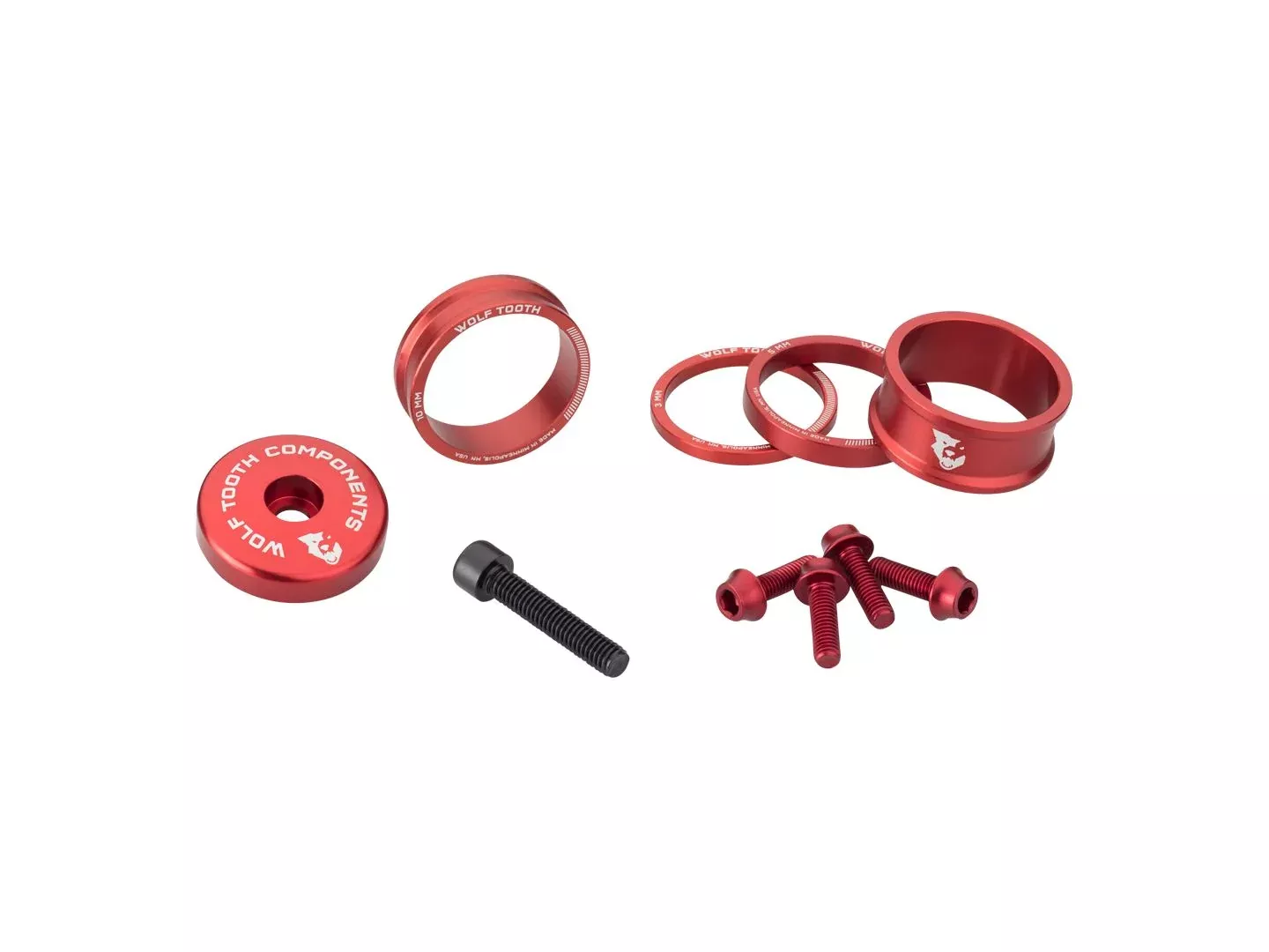 Wolf Tooth BlingKit: Headset Spacer Kit 3 510 15mm Red
