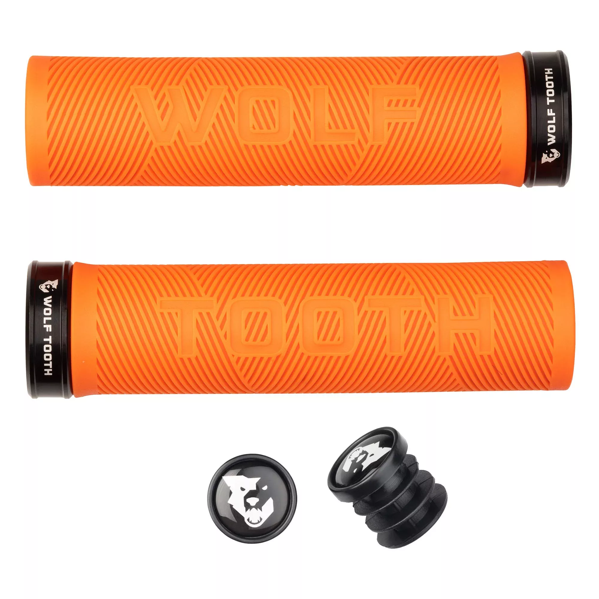 Wolf Tooth Components Echo Lock-On Grip Set Orange/Black