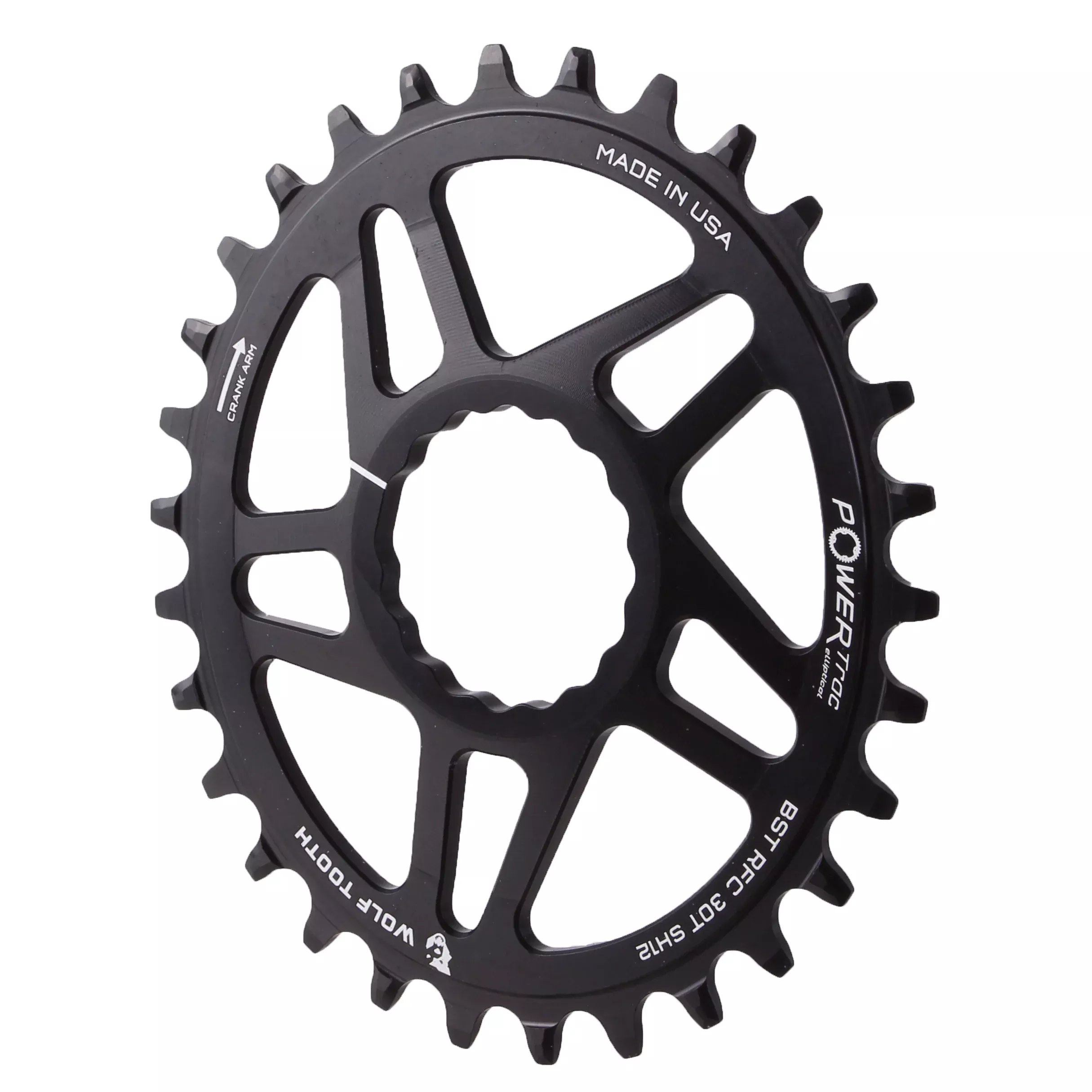 Wolf Tooth Components Elliptical Cinch Boost Chainring (HG+) 30T Black