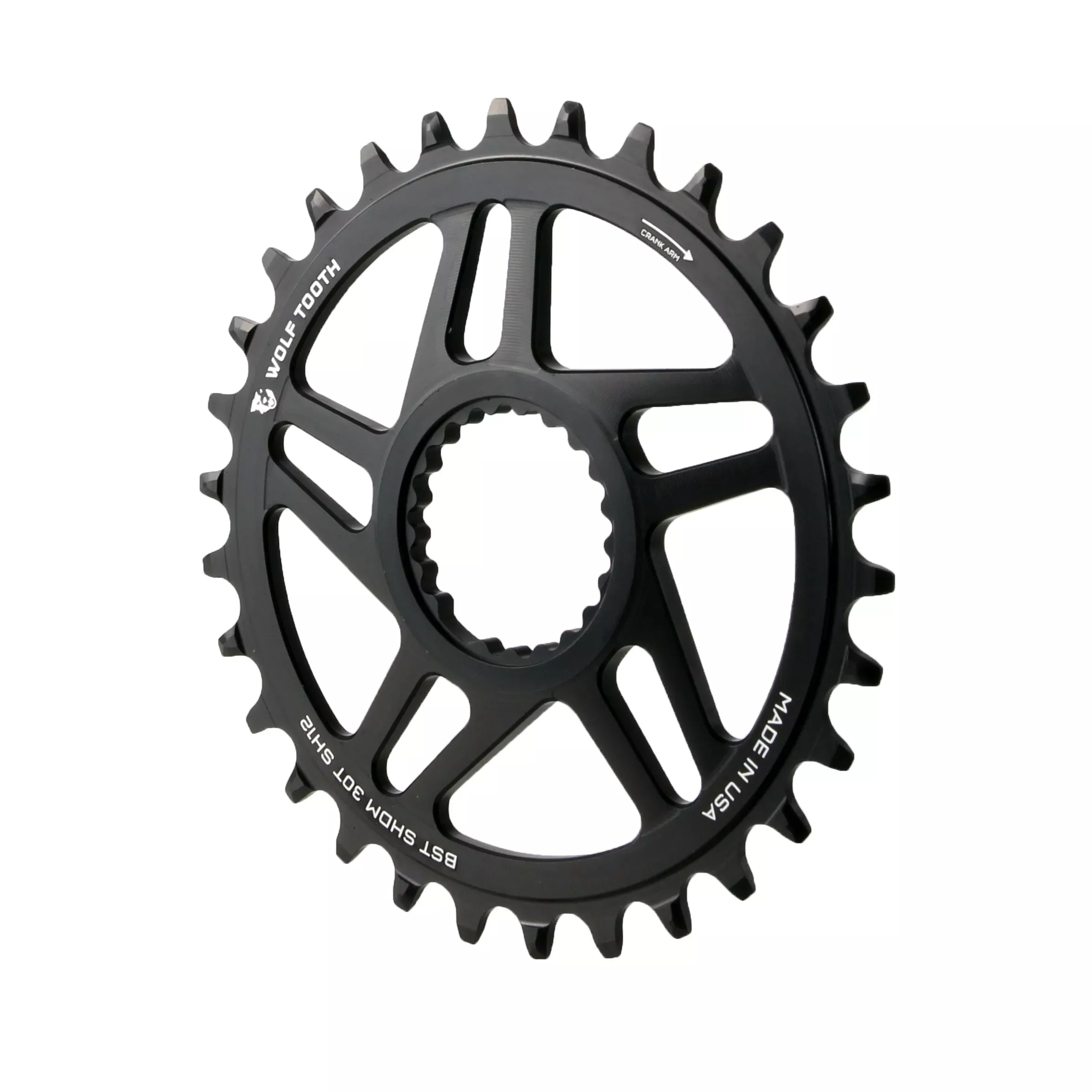 Wolf Tooth Direct Mount Chainring - 28t Shimano DM For Boost Cranks 3mm Offset Drop-Stop ST Requires 12-Speed HG+ Chain BLK