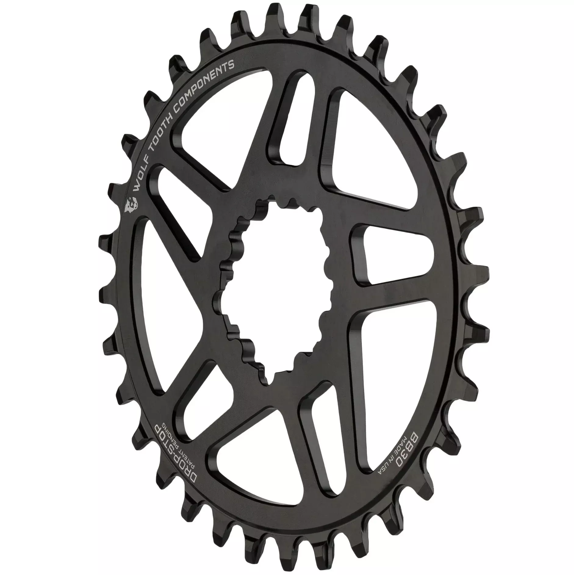 Wolf Tooth Direct Mount Chainring - 32t SRAM 3-Bolt Direct Mount Drop-Stop ST Requires 12-Speed HG+ Chain BLK