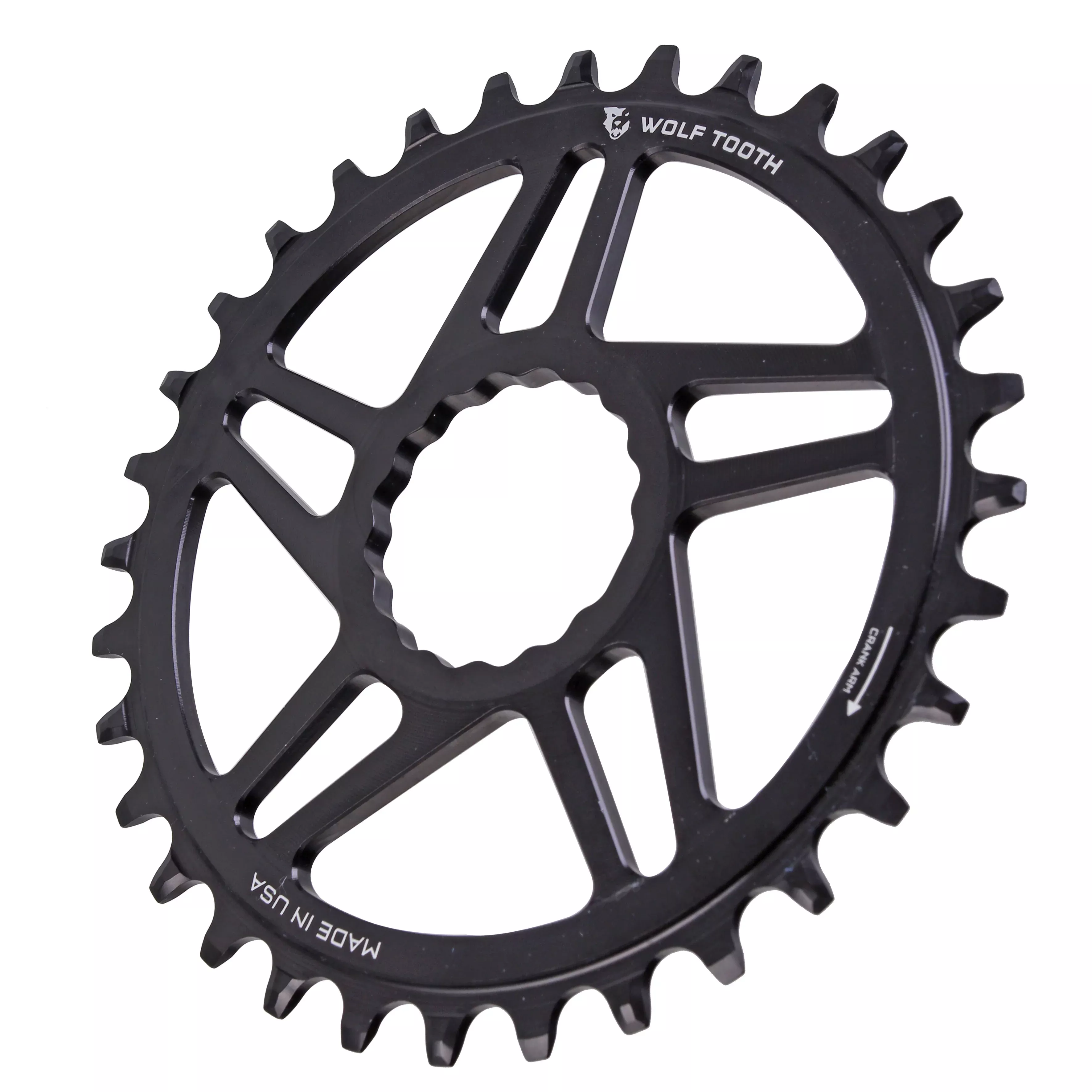 Wolf Tooth Direct Mount Chainring - 34t RaceFace CINCH Direct Mount Boost 3mm Offset Drop-Stop ST Requires 12-Speed HG+ Chain BLK