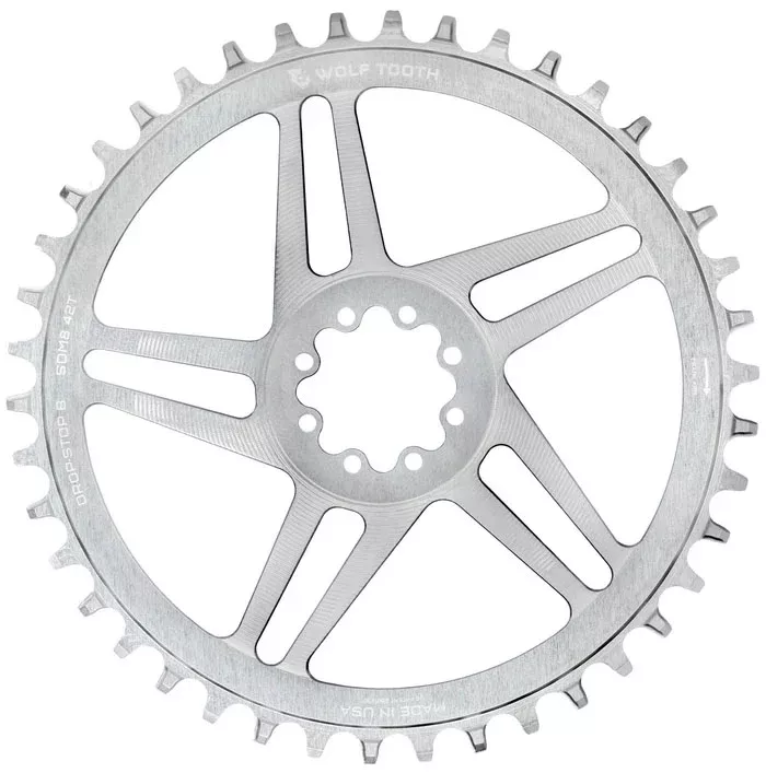 Wolf Tooth Direct Mount Chainring - 42t SRAM Direct Mount Drop-Stop B For SRAM 8-Bolt Cranksets 6mm Offset BLK
