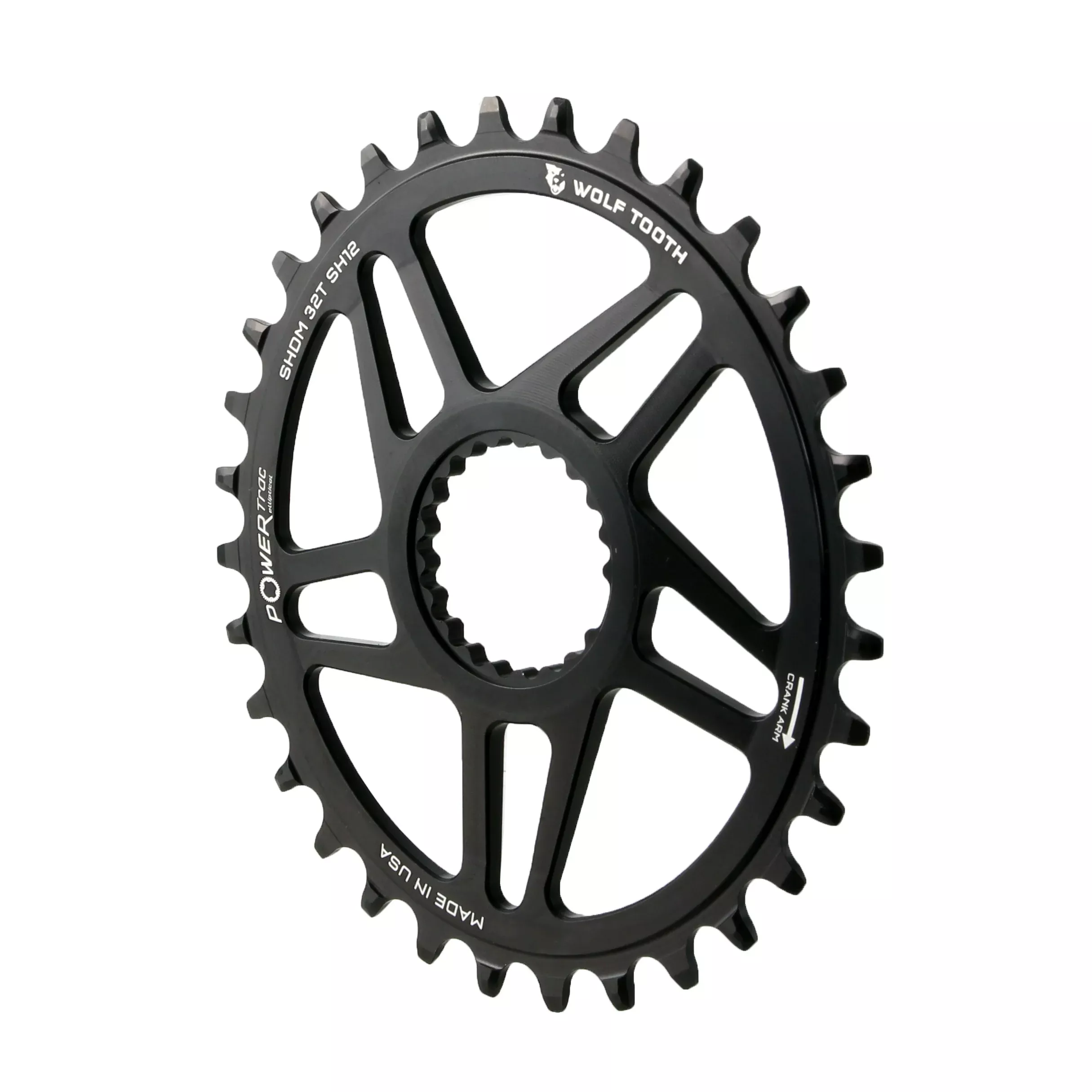 Wolf Tooth Elliptical Direct Mount Chainring - 32t Shimano DM Boost 3mm Offset Drop-Stop ST Requires 12-Speed HG+ Chain BLK