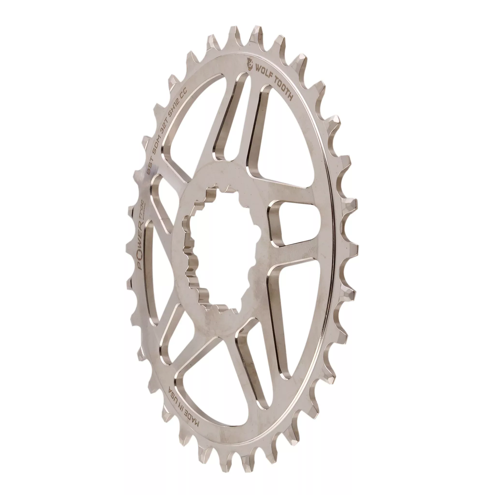 Wolf Tooth Elliptical Direct Mount Chainring - 32t SRAM 3-Bolt DM Drop-Stop ST For SRAM Boost Cranks Requires HG+ Chain BLK