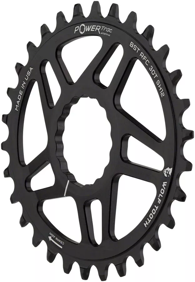 Wolf Tooth Elliptical Direct Mount Chainring - 34t RaceFace CINCH Boost Drop-Stop ST Shimano 12 Speed HG+ BLK