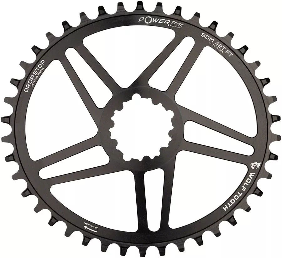 Wolf Tooth Elliptical Direct Mount Chainring - 38t SRAM Direct Mount 6mm Offset Drop-Stop B Flattop Compatible BLK