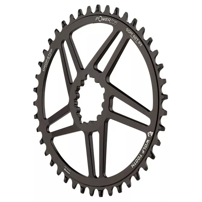 Wolf Tooth Elliptical Direct Mount Chainring - 40t SRAM Direct Mount 6mm Offset Drop-Stop B Flattop Compatible BLK