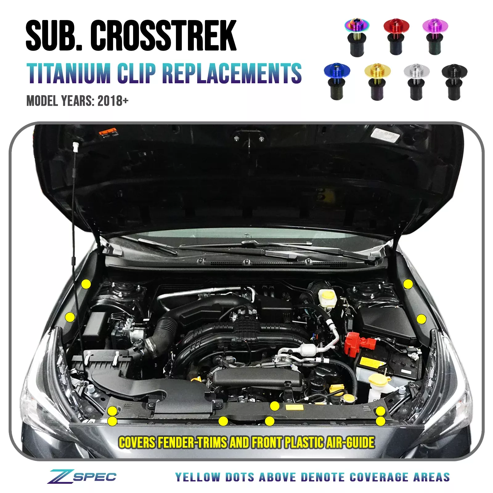ZSPEC Titanium Plastic Clips Replacement Kit for Subaru CrossTrek '18-24